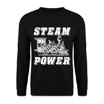 Eisenbahn Dampflok Lokomotive Schaffner - Unisex Pullover - Schwarz - Vorne - Alina (178cm) & Michal (187cm)