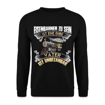 Eisenbahn Lok Lokführer Eisenbahner Lokomotive - Unisex Pullover - Schwarz - Vorne - Alina (178cm) & Michal (187cm)
