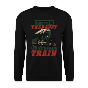 Eisenbahn Lok Dampflok Schaffner Eisenbahner - Unisex Pullover - Schwarz - Vorne - Alina (178cm) & Michal (187cm)