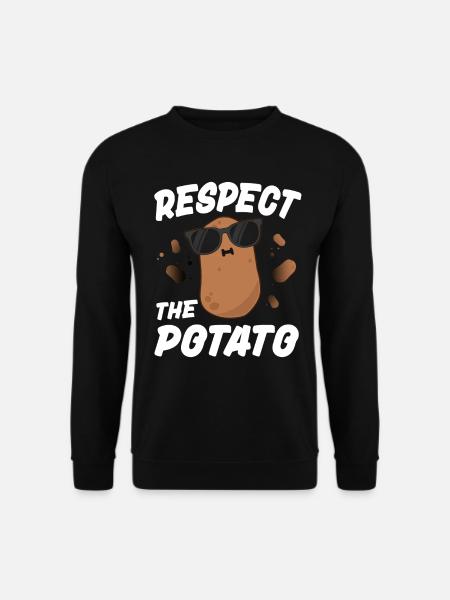 Respektieren Sie das Kartoffelhemd für Kinder Jungen Männer lustig - Unisex Pullover - Schwarz