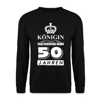 50 Geburtstag Königin der Herzen 1971 - Unisex Pullover - Schwarz - Vorne - Alina (178cm) & Michal (187cm)