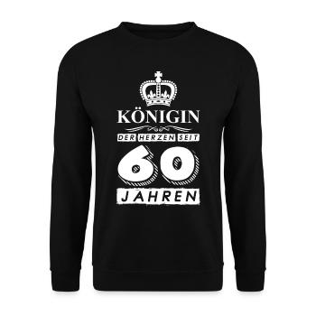 60 Geburtstag Königin der Herzen 1961 - Unisex Pullover - Schwarz - Vorne - Alina (178cm) & Michal (187cm)