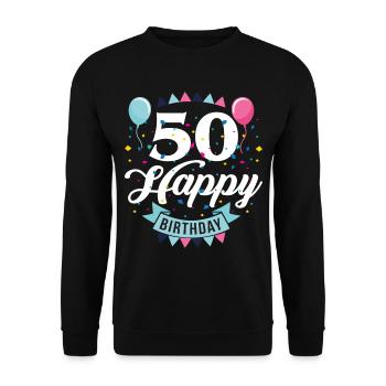 50. Geburtstag Geschenk Jahrestag 1971 - Unisex Pullover - Schwarz - Vorne - Alina (178cm) & Michal (187cm)