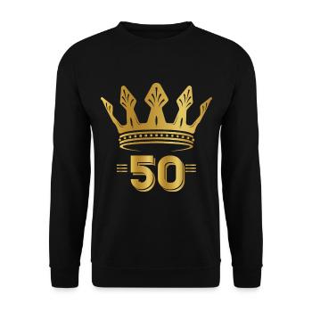 50th birthday King of the age of 50 - Unisex Sweatshirt - black - Front - Alina (178cm) & Michal (187cm)