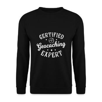 Geocaching Expert Geocacher Geocach Geo - Unisex Sweatshirt - black - Front - Alina (178cm) & Michal (187cm)