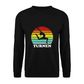 Turnen Vintage Bodenturnen Gymnastik Aerobic - Unisex Pullover - Schwarz - Vorne - Alina (178cm) & Michal (187cm)