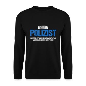 Polizei Polizist Polizisten Polizistin Geschenk - Unisex Pullover - Schwarz - Vorne - Alina (178cm) & Michal (187cm)