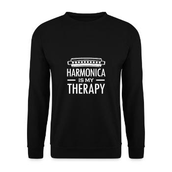 Harmonika Mundharmonika Musiker Therapie - Unisex Pullover - Schwarz - Vorne - Alina (178cm) & Michal (187cm)