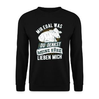 Meine Kühe Lieben Mich Landwirte Bauern Kuh Spruch - Unisex Pullover - Schwarz - Vorne - Alina (178cm) & Michal (187cm)