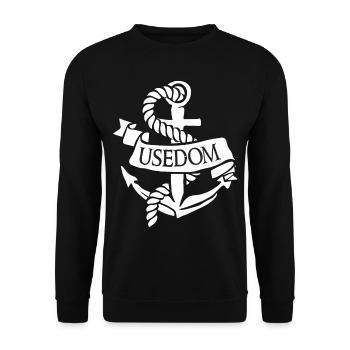 Usedom Anchor Baltic Sea Island Moin in the North - Unisex Sweatshirt - black - Front - Alina (178cm) & Michal (187cm)