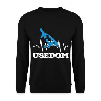 Usedom Heartbeat Island Life Baltic Sea Beach - Unisex Sweatshirt - black - Front - Alina (178cm) & Michal (187cm)