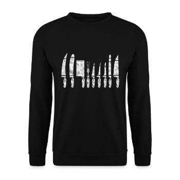 Kochen Koch Küche Köchin Köche Restaurant Messer - Unisex Pullover - Schwarz - Vorne - Alina (178cm) & Michal (187cm)