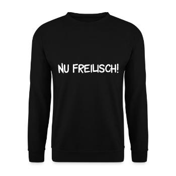 Sächsisch Geschenkidee sächsischer Dialekt Sachsen - Unisex Pullover - Schwarz - Vorne - Alina (178cm) & Michal (187cm)