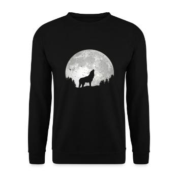 Wolf Conservation Predators Nature Full Moon Forest - Unisex Sweatshirt - black - Front - Alina (178cm) & Michal (187cm)