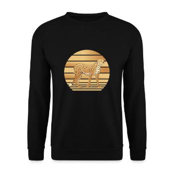 Gepard Leopard - Unisex Pullover - Schwarz - Vorne - Alina (178cm) & Michal (187cm)