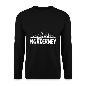 Norderney Leuchtturm Skyline Nordsee Insel - Unisex Pullover - Schwarz - Vorne - Alina (178cm) & Michal (187cm)