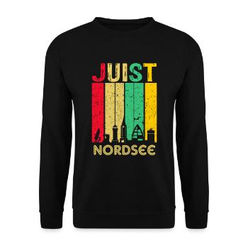 Juist Skyline Retro Wadden Sea East Frisia - Unisex Sweatshirt - black - Front - Alina (178cm) & Michal (187cm)