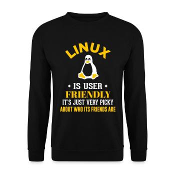Linux Geek Coding Programmierer Nerd - Unisex Pullover - Schwarz - Vorne - Alina (178cm) & Michal (187cm)