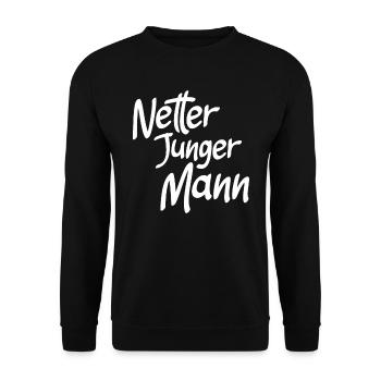 Netter junger Mann - lustiges Design für Männer - Unisex Pullover - Schwarz - Vorne - Alina (178cm) & Michal (187cm)