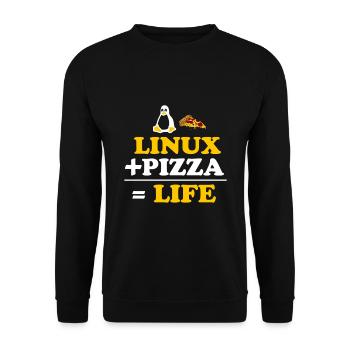 Linux and Pizza Geek Life Nerd Sky - Unisex Sweatshirt - black - Front - Alina (178cm) & Michal (187cm)