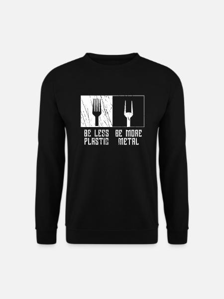 Lustig Rocker Heavy Metal Umweltschutz Pommesgabel - Unisex Pullover - Schwarz
