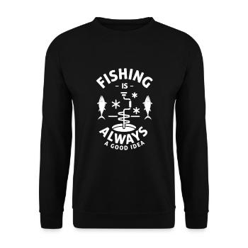 Pêche à la pêche sur glace Pêche sur glace Poisson glace - Sweat-shirt Unisexe - noir - Devant - Alina (178cm) & Michal (187cm)