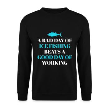 Ice fishing Angler Ice Fishing Fishing - Unisex Sweatshirt - black - Front - Alina (178cm) & Michal (187cm)
