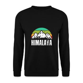 Himalaya Retro Berge Gebirge Bergsteiger - Unisex Pullover - Schwarz - Vorne - Alina (178cm) & Michal (187cm)