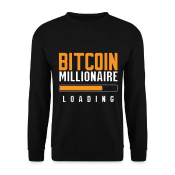 Bitcoin Millionaire Loading Kryptowährung - Unisex Pullover - Schwarz - Vorne - Alina (178cm) & Michal (187cm)