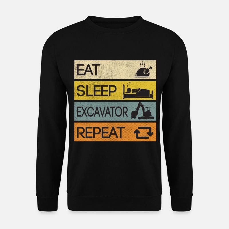 Bagger Baustelle Baggern Repeat - Unisex Pullover - Schwarz