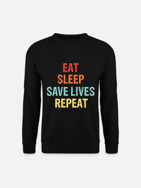 Notarzt Leben retten Wiederholen Herzschlag - Unisex Pullover - Schwarz