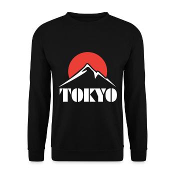 Tokio Berg Japan Ostasien Sonnenuntergang - Unisex Pullover - Schwarz - Vorne - Alina (178cm) & Michal (187cm)