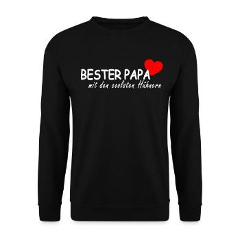 Bester Papa der Welt Beste Hühner Chicken Vatertag - Unisex Pullover - Schwarz - Vorne - Alina (178cm) & Michal (187cm)