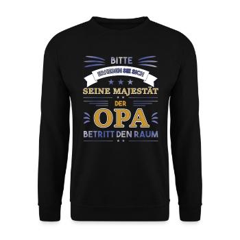 Seine Majestät der Opa Großvater Geschenk Familie - Unisex Pullover - Schwarz - Vorne - Alina (178cm) & Michal (187cm)