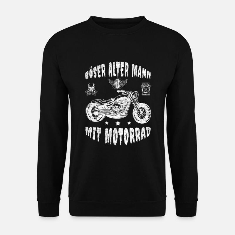 Biker Humor Funny - Böser alter Mann mit Motorrad - Unisex Pullover - Schwarz