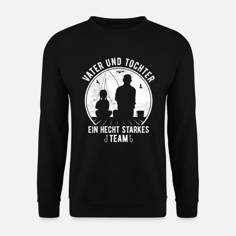 Vater und Tochter Hecht starkes Team Angler Angeln - Unisex Pullover - Schwarz