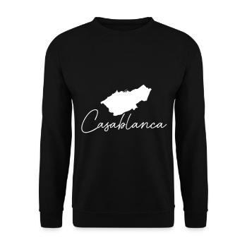 Casablanca Hafenstadt Marokko Karte - Unisex Pullover - Schwarz - Vorne - Alina (178cm) & Michal (187cm)