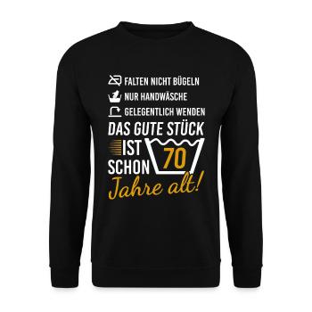 70 Geburtstag Geschenk 70. Geburtstagsgeschenk - Unisex Pullover - Schwarz - Vorne - Alina (178cm) & Michal (187cm)