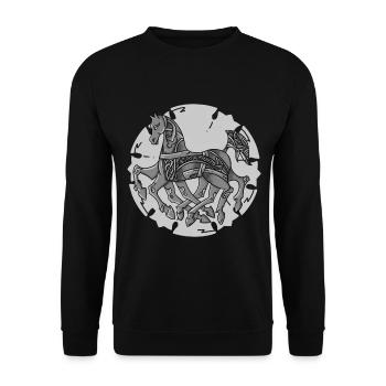 Odins Pferd Sleipnir ein cooles Wikinger Design - Unisex Pullover - Schwarz - Vorne - Alina (178cm) & Michal (187cm)