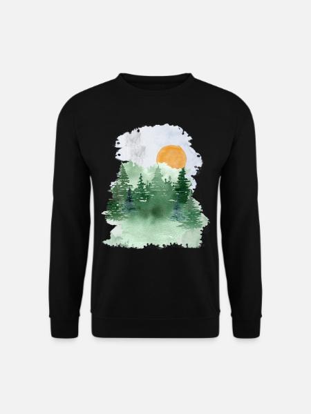 Wald Wandern Natur Urlaub Camping Geschenkidee - Unisex Pullover - Schwarz