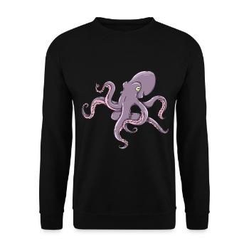 Oktopus Meer und See Fischer Angler Design - Unisex Pullover - Schwarz - Vorne - Alina (178cm) & Michal (187cm)