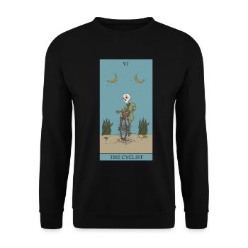 Fahrrad Radfahrer Tarot Karte Schutzsymbol - Unisex Pullover - Schwarz - Vorne - Alina (178cm) & Michal (187cm)
