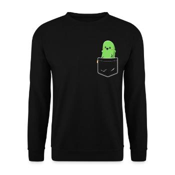 Pocket Pickle Funny Vegetable Cucumber Vegan - Unisex Sweatshirt - black - Front - Alina (178cm) & Michal (187cm)