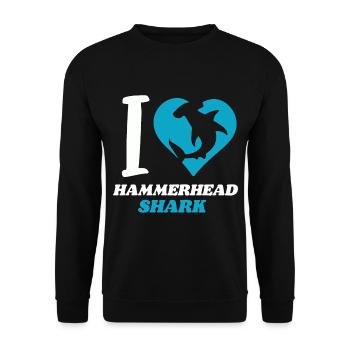 Hammerhai Liebe Hai Meerestiere Ozean - Unisex Pullover - Schwarz - Vorne - Alina (178cm) & Michal (187cm)