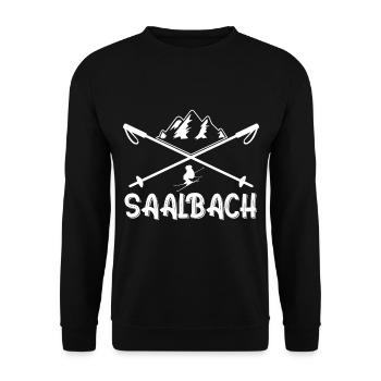 Saalbach Tobogganing Ski Resort Mountains Skiing - Unisex Sweatshirt - black - Front - Alina (178cm) & Michal (187cm)