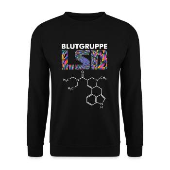 Blutgruppe LSD Strukturformel psychedelisch - Unisex Pullover - Schwarz - Vorne - Alina (178cm) & Michal (187cm)