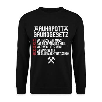 Ruhrpott Grundgesetz Ruhr Ruhrgebiet - Unisex Pullover - Schwarz - Vorne - Alina (178cm) & Michal (187cm)