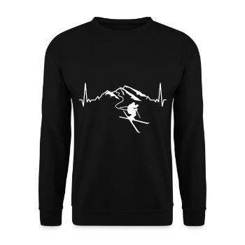 Ski Heartbeat Mountains Alps Winter Sports Skiing - Unisex Sweatshirt - black - Front - Alina (178cm) & Michal (187cm)