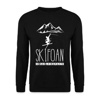Skifahren Dialekt Alpen Wintersport Ski - Unisex Pullover - Schwarz - Vorne - Alina (178cm) & Michal (187cm)