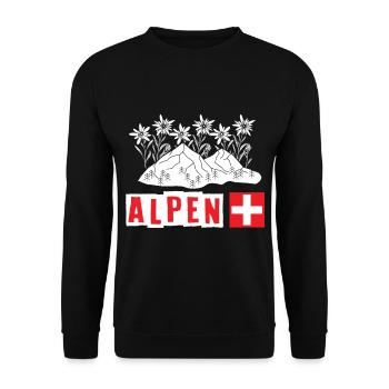 Schweizer Alpen Edelweiß Blume Edelweiss - Unisex Pullover - Schwarz - Vorne - Alina (178cm) & Michal (187cm)